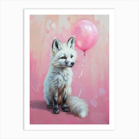 Cute Arctic Fox 1 With Balloon Art Print