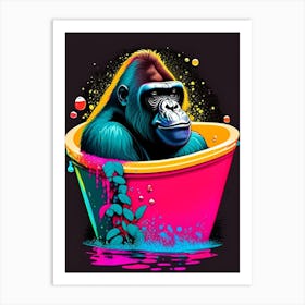 Gorilla In Bath Tub Gorillas Tattoo 1 Art Print