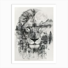 Lion In The Forest 8 Art Print