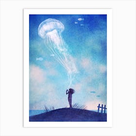 Jellyfish Sky Option Art Print