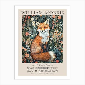 William Morris Prints Fox Wild Flowers Christmas Gift Winter Vintage Art Print