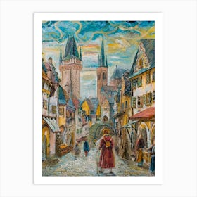 A Tapestry Of Old Town Europe During The Renaissance Art Print