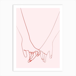Pinkie Promise Love Pink & Red Art Print