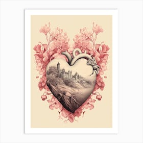 Blush Pink Floral Tree Heart Vintage  2 Art Print
