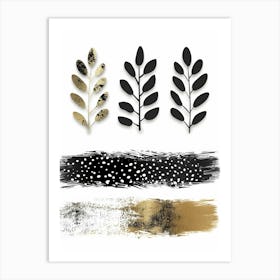 Black And Gold Leaves 1 Art Print