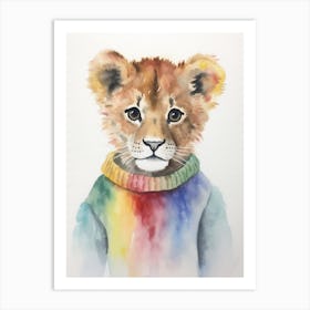 Baby Animal Watercolour Lion 1 Art Print