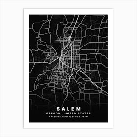 Salem Massachusetts USA Black Map Poster