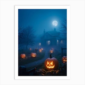 Haunting Halloween Greetings On A Misty Night (32) Art Print