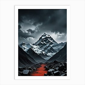 Red Road In The Mountains Majestic Glory of Mount Everest Art Print