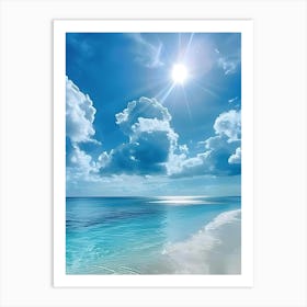 Beach With Blue Sky And Clouds Art Print