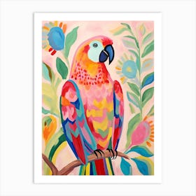 Pink Scandi Parrot 4 Art Print