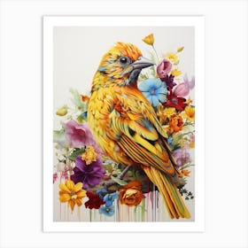 Bird With A Flower Crown Yellowhammer 2 Art Print