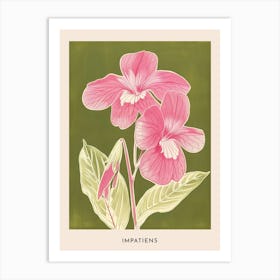 Pink & Green Impatiens 2 Flower Poster Art Print
