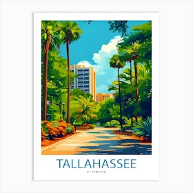 Tallahassee Florida Print State Capital Art Southern City Poster Florida Panhandle Wall Decor Historical Landmarks Illustration 1 Art Print
