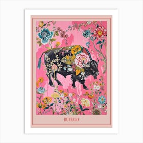 Floral Animal Painting Buffalo 3 Poster Art Print