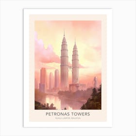 The Petronas Towers Kuala Lumpur Malaysia Travel Poster Art Print