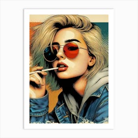 Girl Smoking A Cigarette Art Print