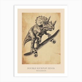 Protoceratops Vintage Dinosaur Poster Art Print