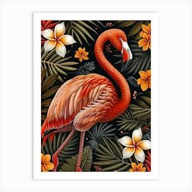 Greater Flamingo And Frangipani Boho Print 2 Art Print