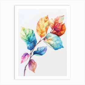 Watercolor Leaves On A Branch 1 Art Print