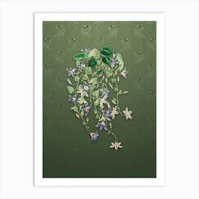 Vintage Harebell Of St. Angelo Botanical on Lunar Green Pattern n.0817 Art Print