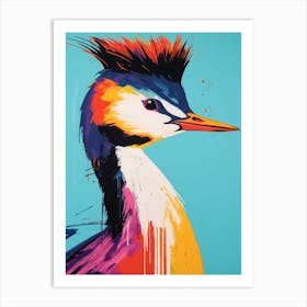 Andy Warhol Style Bird Grebe 1 Art Print
