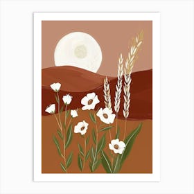 Landscape With Wheat And Flowers Art Print