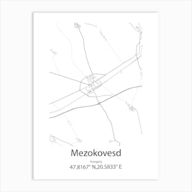 Mezokovesd,Hungary Minimalist Map Art Print