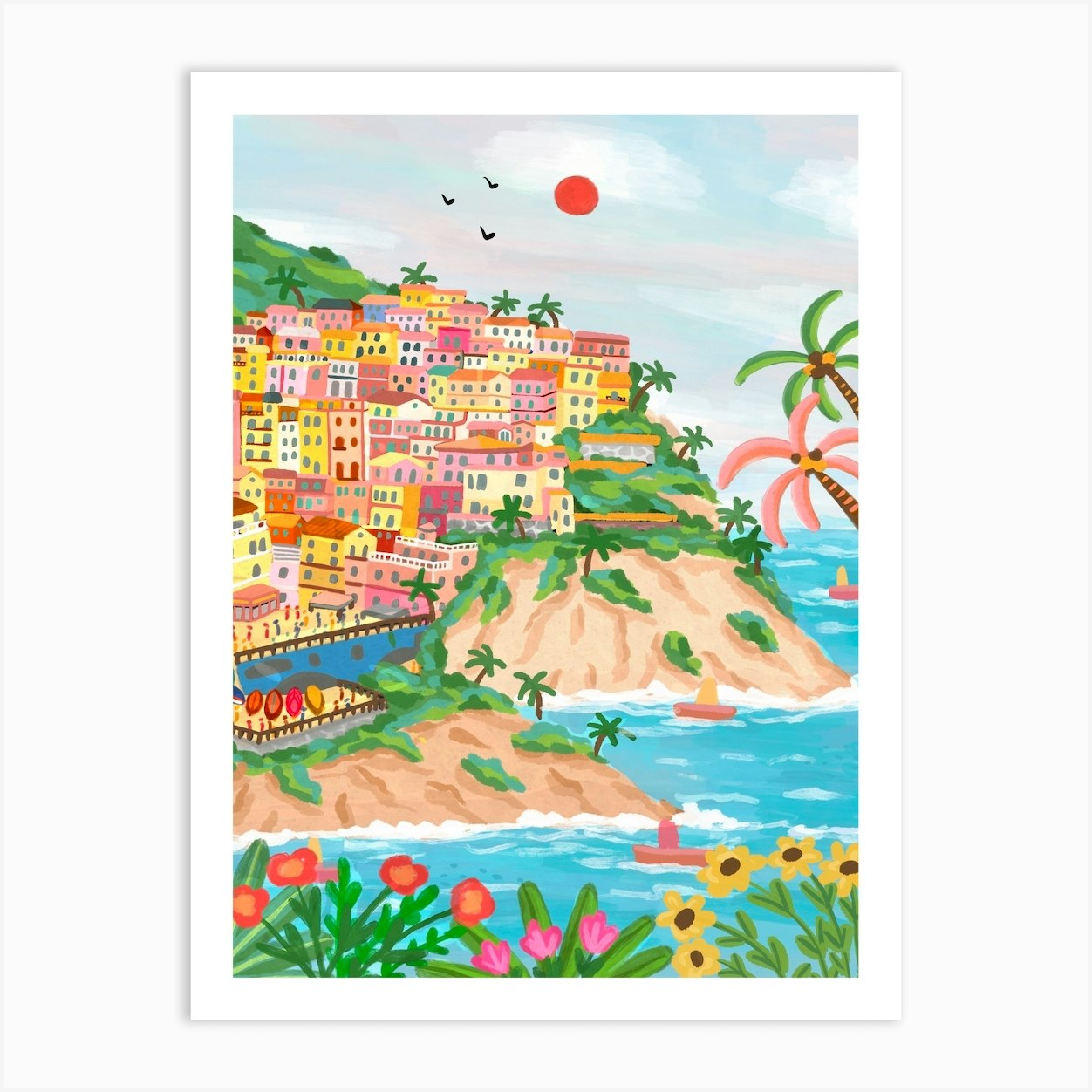 Colourful Village Art Print