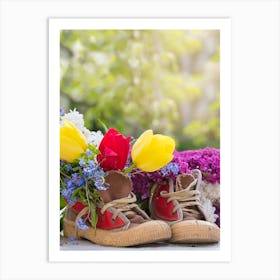 Shoes With Flowers Art Print