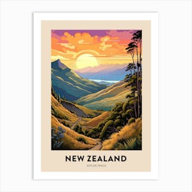 Kepler Track New Zealand 1 Vintage Hiking Travel Poster Art Print