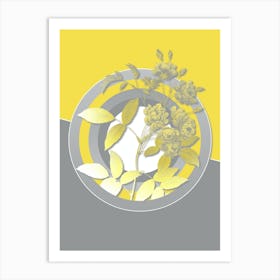 Vintage Lady Banks' Rose Botanical Geometric Art in Yellow and Gray n.073 Art Print