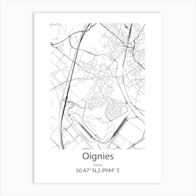 Oignies,France Minimalist Map Art Print