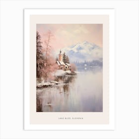 Dreamy Winter Painting Poster Lake Bled Slovenia 1 Art Print