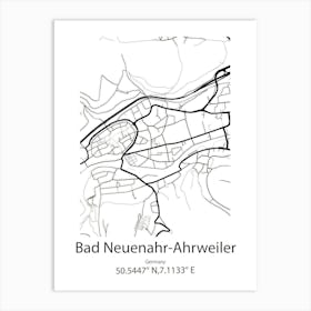 Bad Neuenahr Ahrweiler,Germany Minimalist Map Art Print