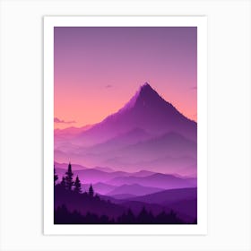 Misty Mountains Vertical Composition In Purple Tone 48 Art Print