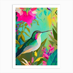 Hummingbird In A Garden Abstract Still Life Art Print