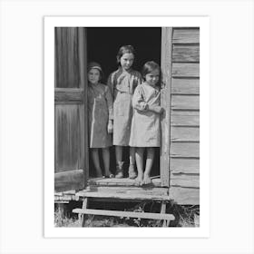 Children Of Day Laborer In Doorway Of Their Home Near New Iberia, Louisiana By Russell Lee Art Print