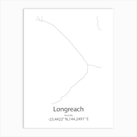 Longreach,Australia Minimalist Map Art Print