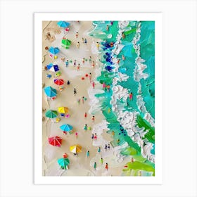 Sardinia Beach Summer Aerial View Impasto Oil Painting Travel Art Print