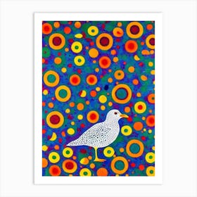 Seagull Yayoi Kusama Style Illustration Bird Art Print