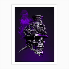 Skull With Steampunk Details Purple 1 Stream Punk Art Print