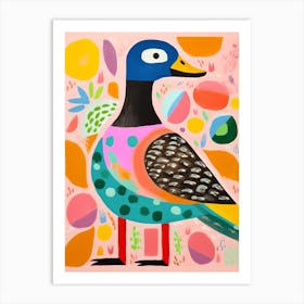 Pink Scandi Duck 3 Art Print