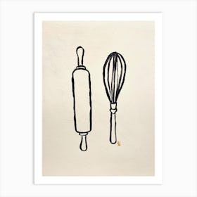Rolling Pin And Whisk Art Print