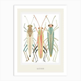 Colourful Insect Illustration Katydid 3 Poster Art Print