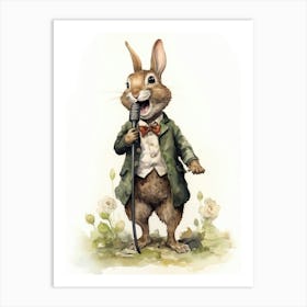 Bunny Singing Rabbit Prints Watercolour 2 Art Print