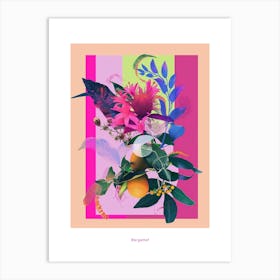 Bergamot 2 Neon Flower Collage Poster Art Print