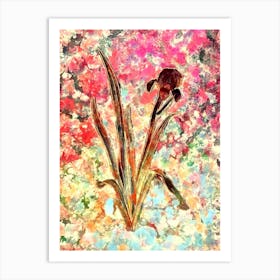 Impressionist Crimean Iris Botanical Painting in Blush Pink and Gold Art Print