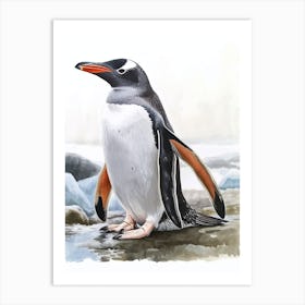 Humboldt Penguin Deception Island Watercolour Painting 4 Art Print