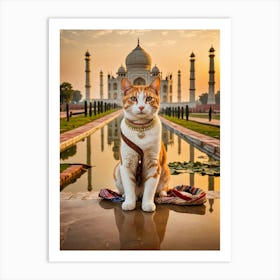 Taj Mahal Cat Purrfect Postcards A Cat's World Tour Art Print